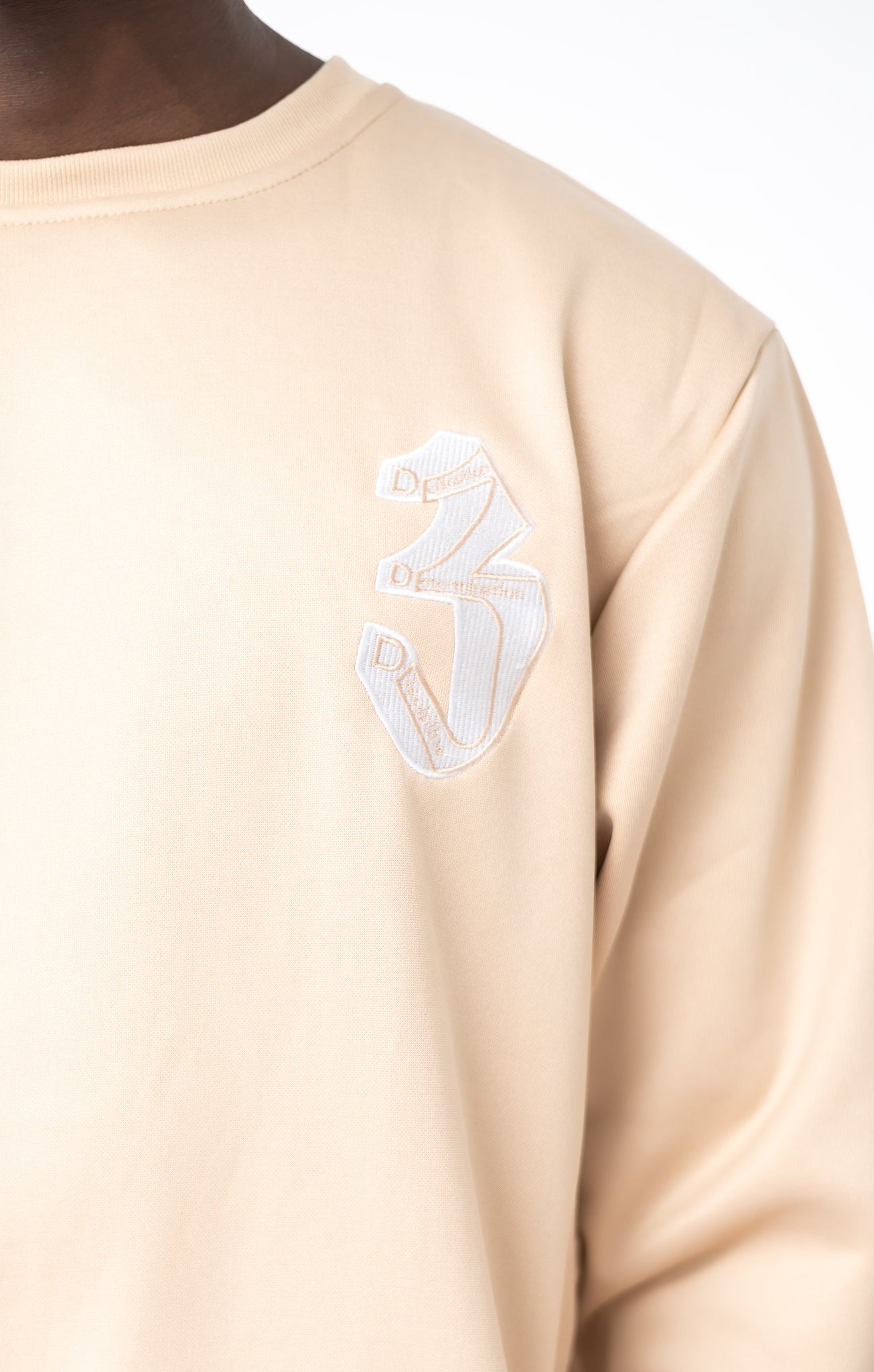 “Beige Crewneck Tracksuit | Casual Unisex Loungewear Set for Comfort”